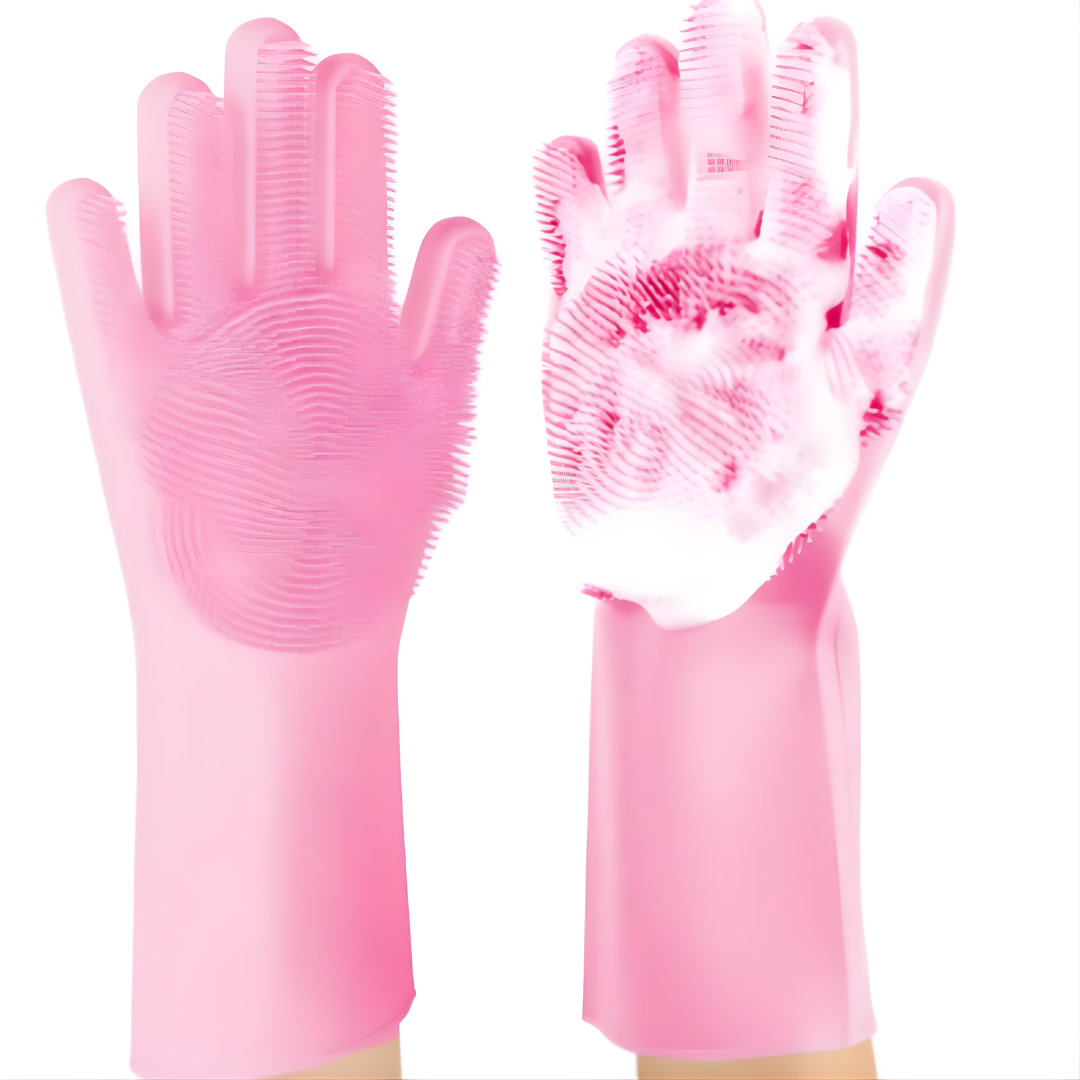 Magic Reusable Silicone Dishwashing Gloves with Scrubber - Image 3