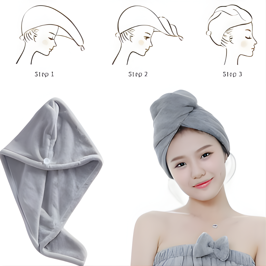 Quick Dry Hair Drying Towel Cap for Women - Image 4