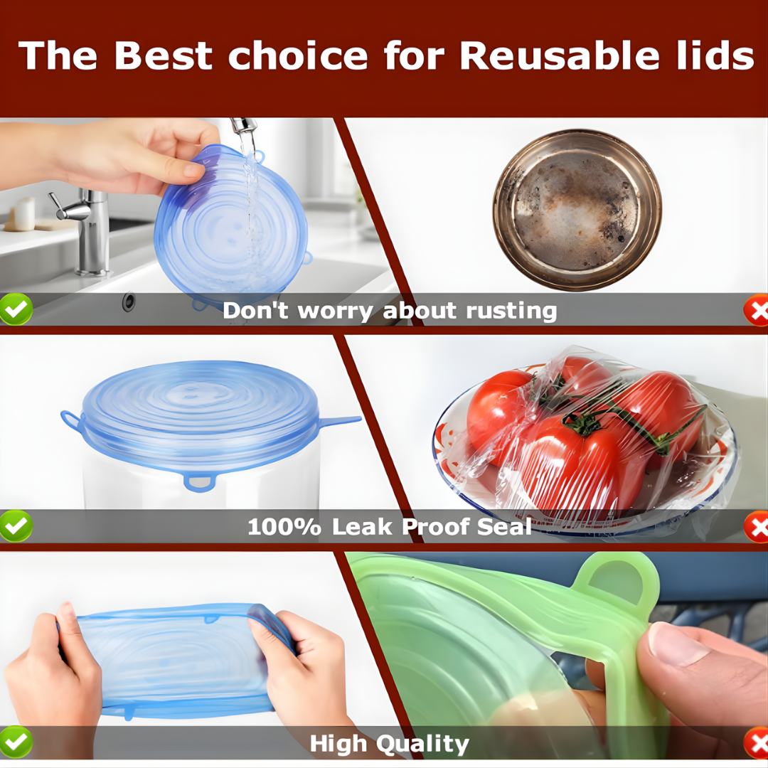 6 PCS Silicone Stretch Lids Food Covers - Image 5