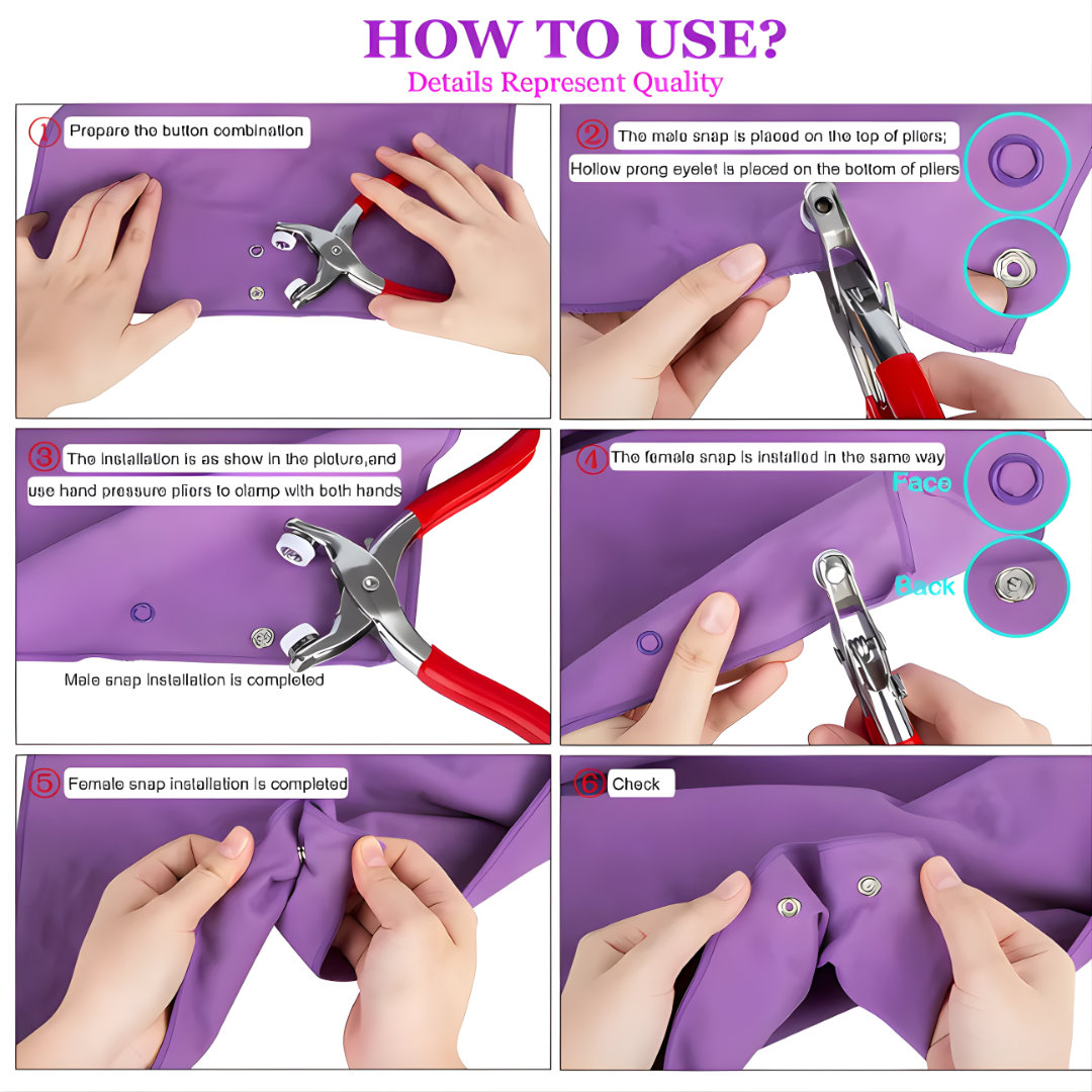 Metal Snap Button Press Plier Kit with 50 Pcs Snap Buttons - Image 4