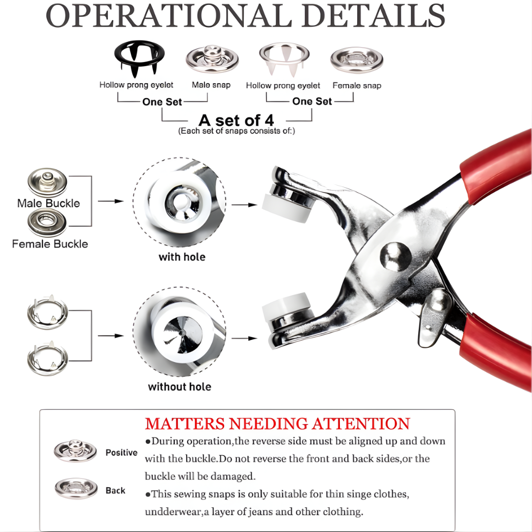 Metal Snap Button Press Plier Kit with 50 Pcs Snap Buttons - Image 3