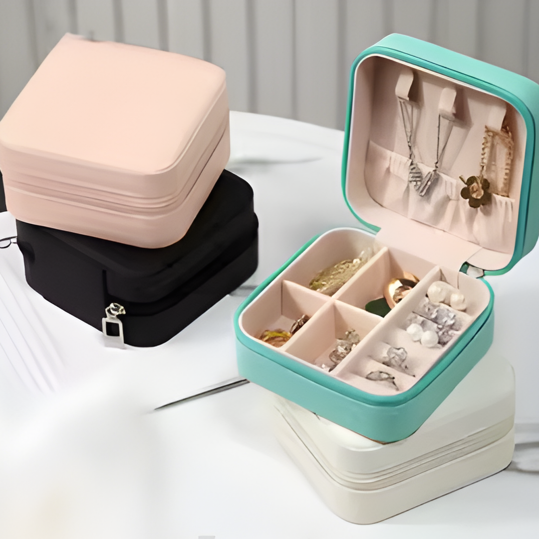 Premium PU Leather Jewellery Organizer Box with Zipper