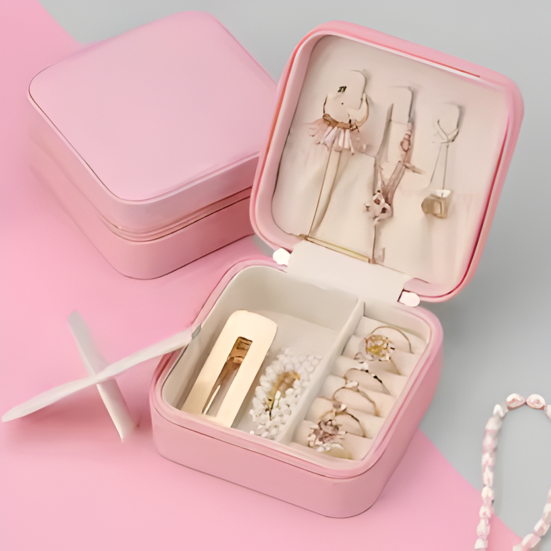 Premium PU Leather Jewellery Organizer Box with Zipper - Image 3