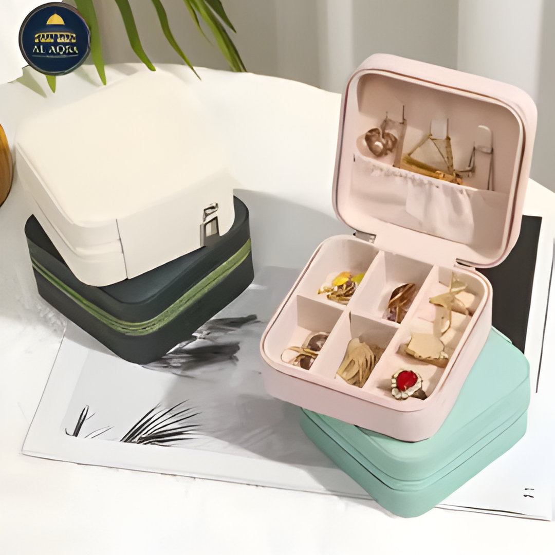 Premium PU Leather Jewellery Organizer Box with Zipper - Image 4