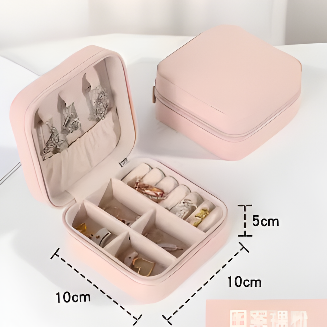 Premium PU Leather Jewellery Organizer Box with Zipper - Image 6
