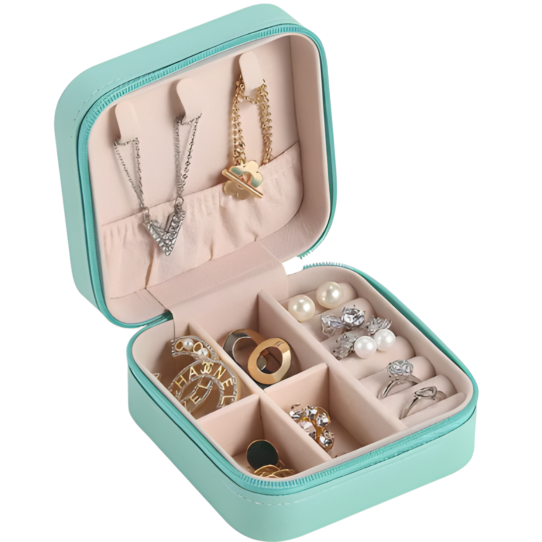 Premium PU Leather Jewellery Organizer Box with Zipper - Image 7